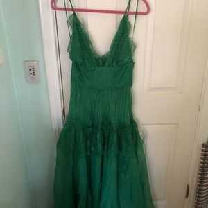 Emerald green lace gown